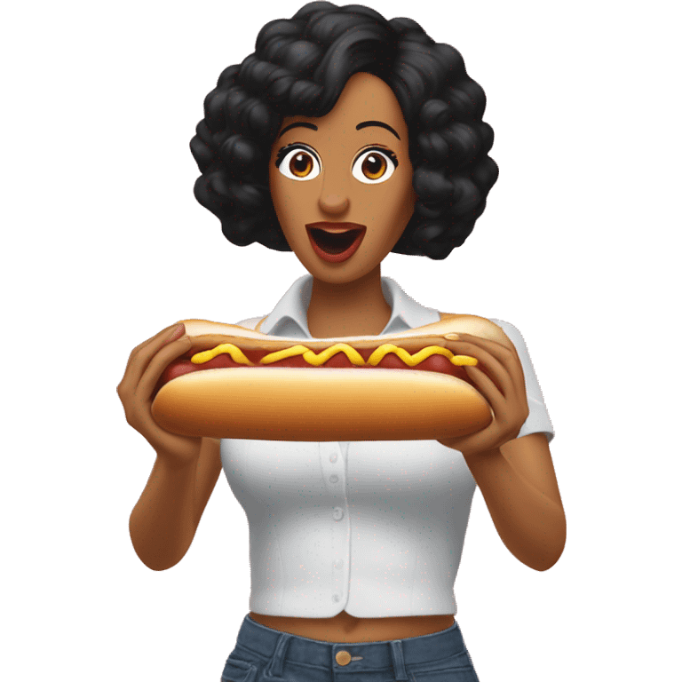 cardi b eating a giant hot dog  emoji