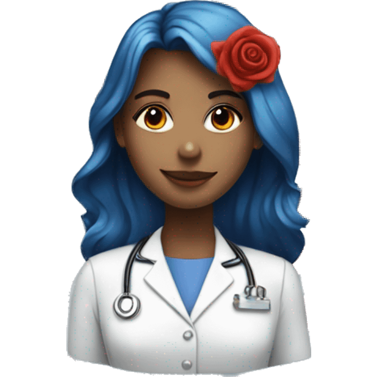 girl with red rose blue dr emoji