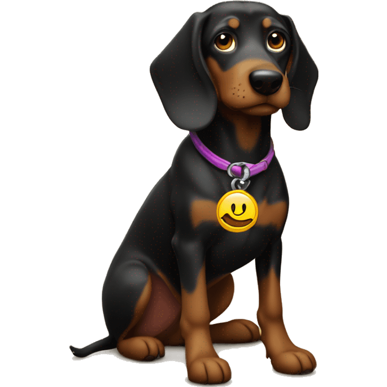 I want a emoții with a black teckel with a talisman with the name Scooby  emoji