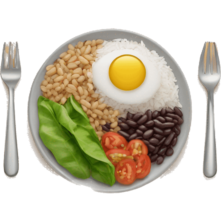 rice and beans and salad all in a plate emoji