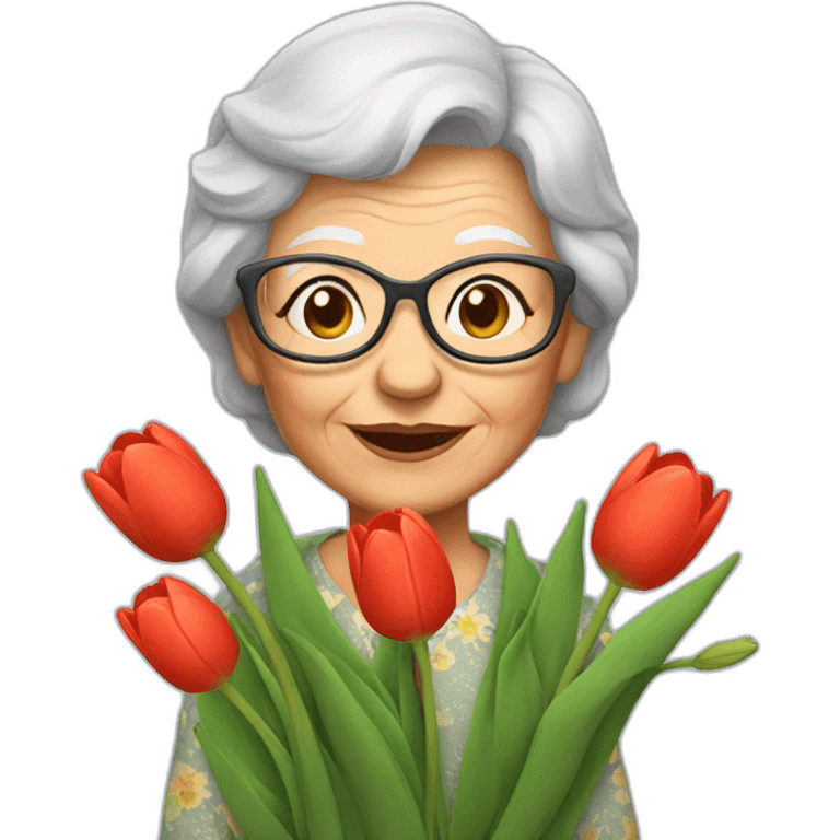 Granny with tulips emoji