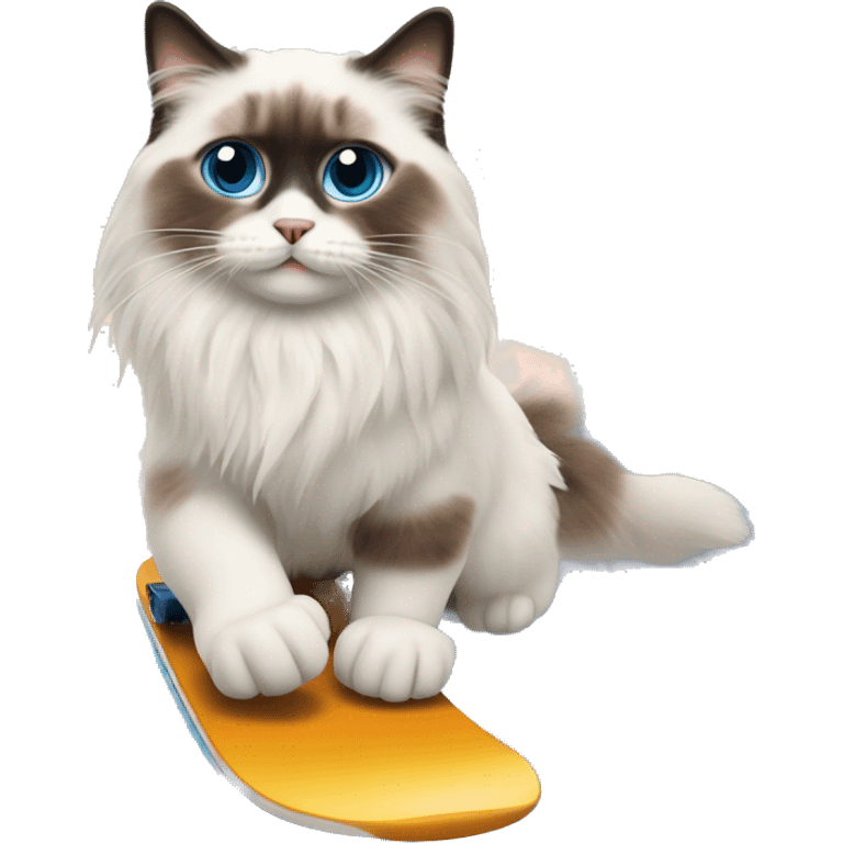 Ragdoll cat snowboarding  emoji