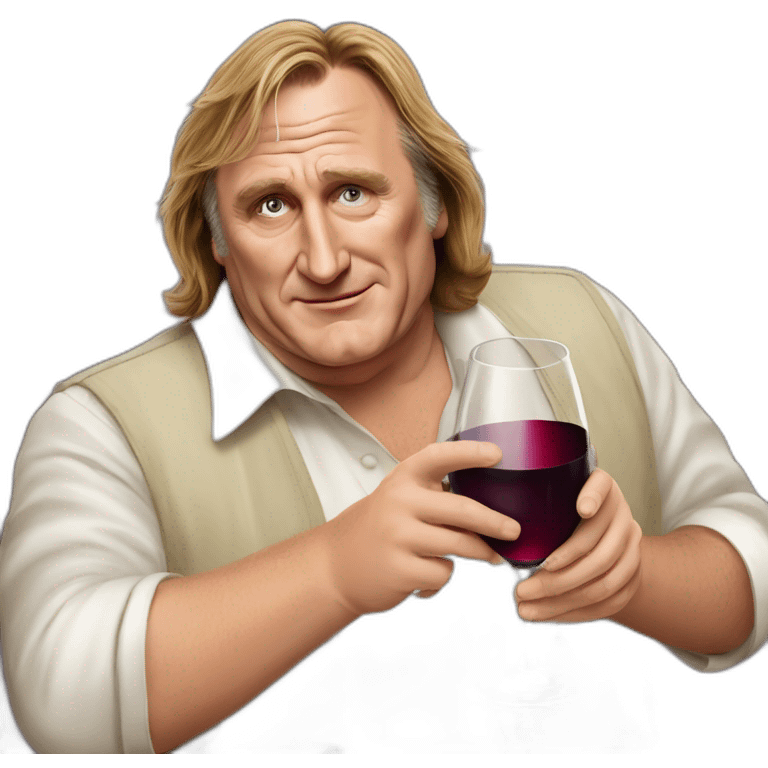 Gérard Depardieu with wine emoji