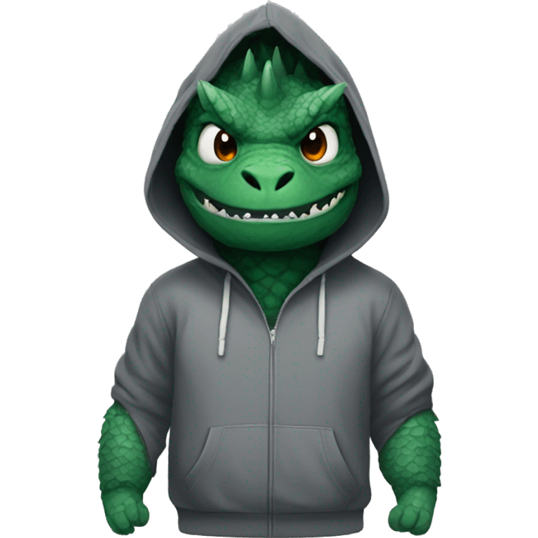 Godzilla wearing hoodie emoji