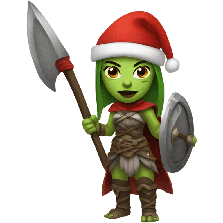 orc female warrior with santa hat emoji