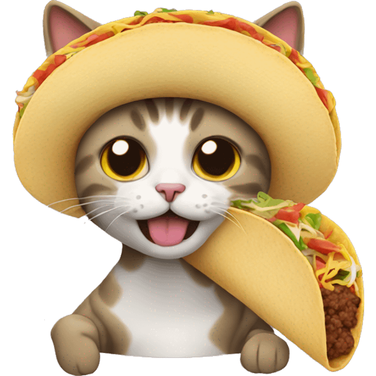 Cat eating a taco emoji