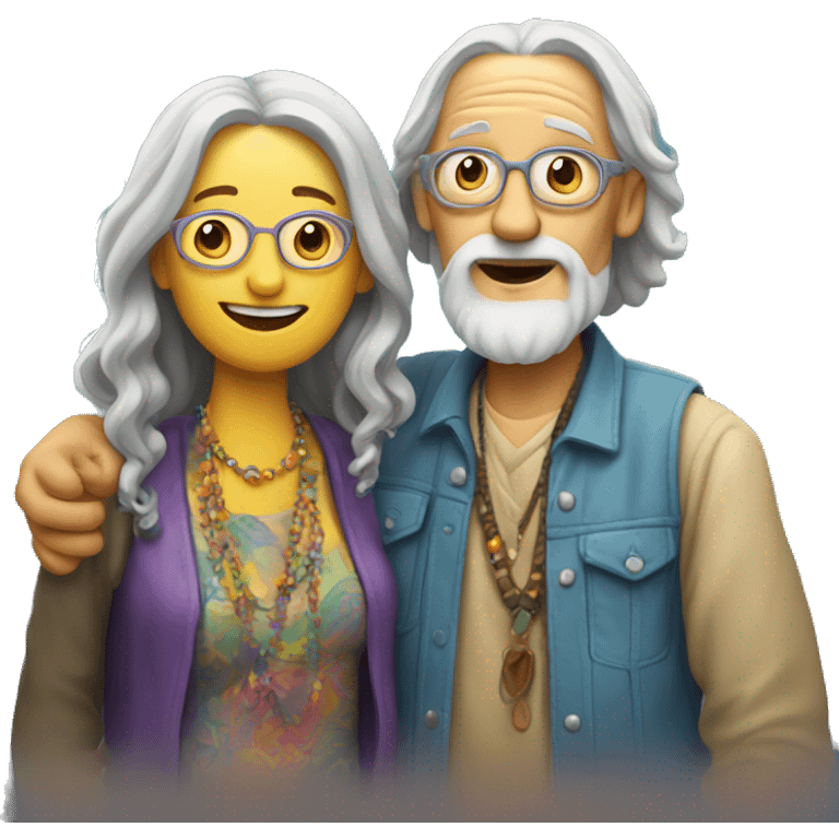 Old hippie couple at music concert emoji