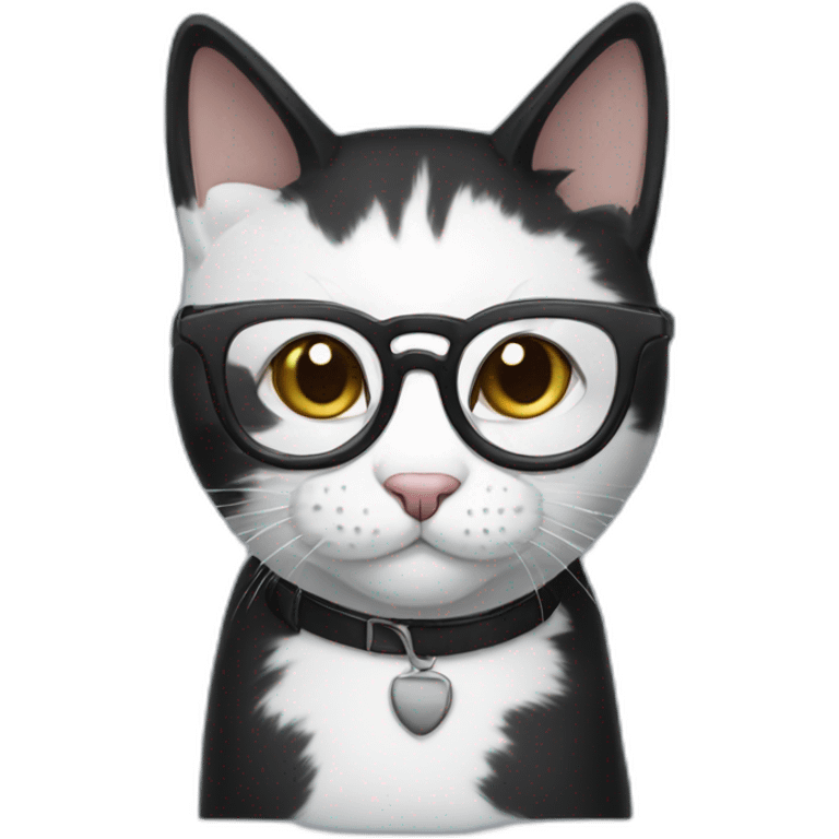 Black and white cat with glasses  emoji