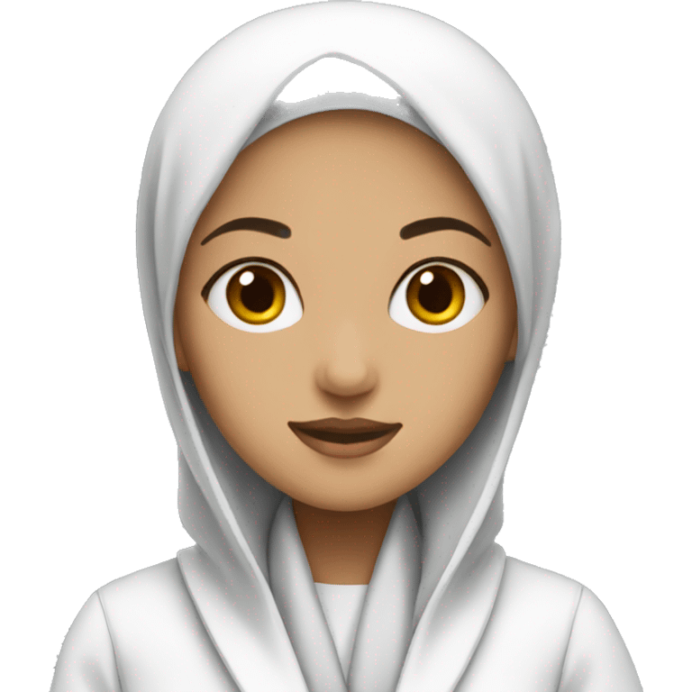 A hijab girl wearing a white coat  emoji