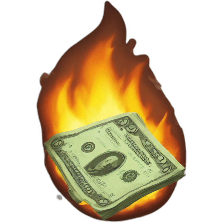 Burning wad of money emoji