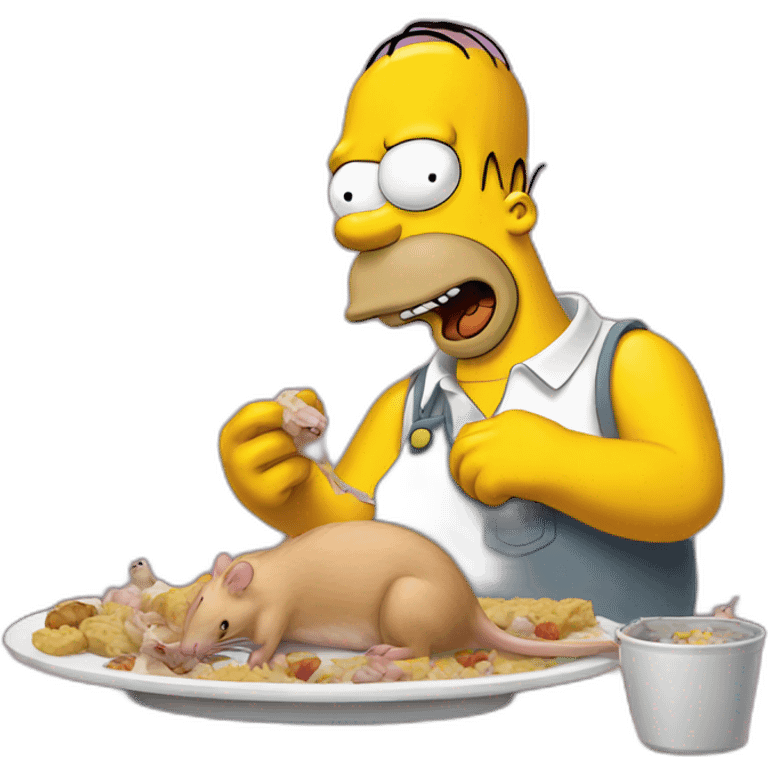 Homer Simpson eating a rat emoji