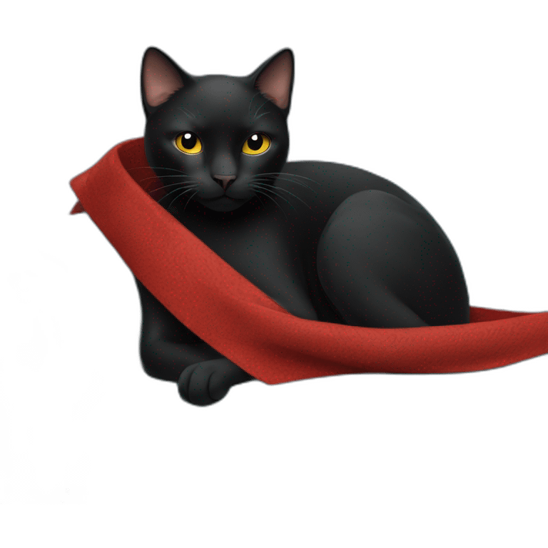 A black cat with a red bandana clawing at a blue sofa emoji