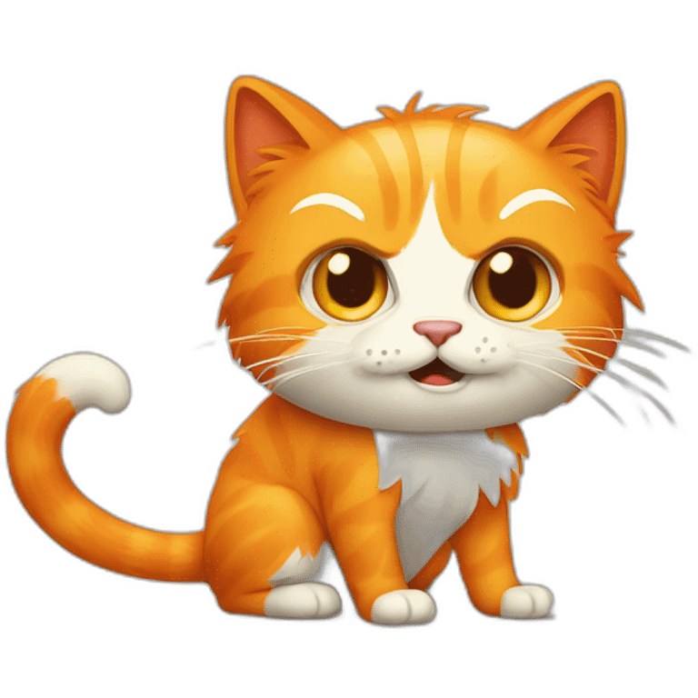 angry orange hairy cat with long tail emoji