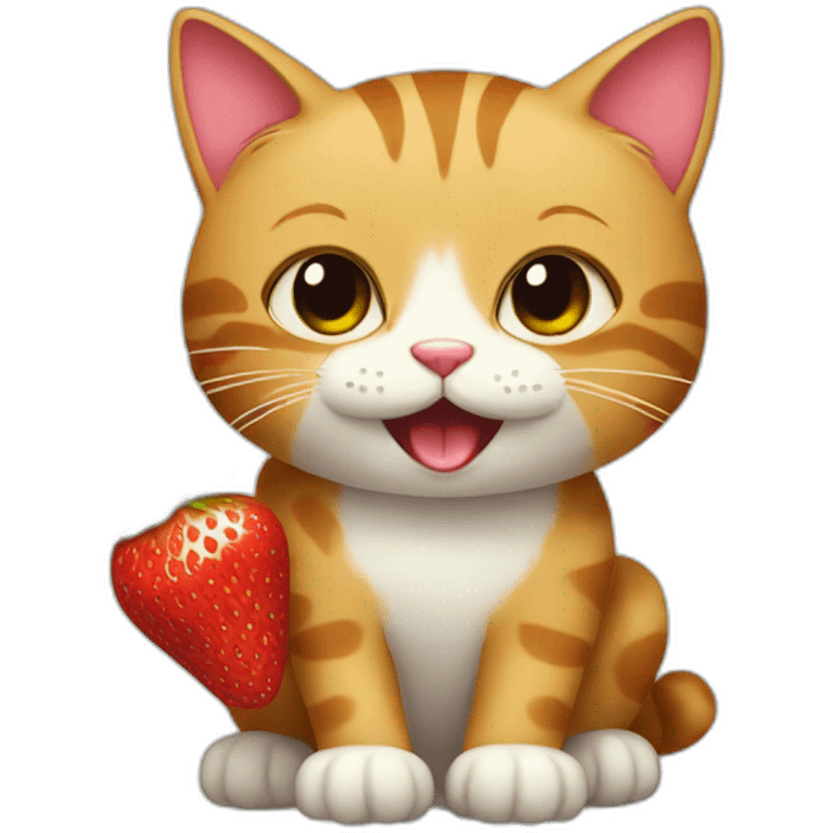 Cat with strawberry emoji