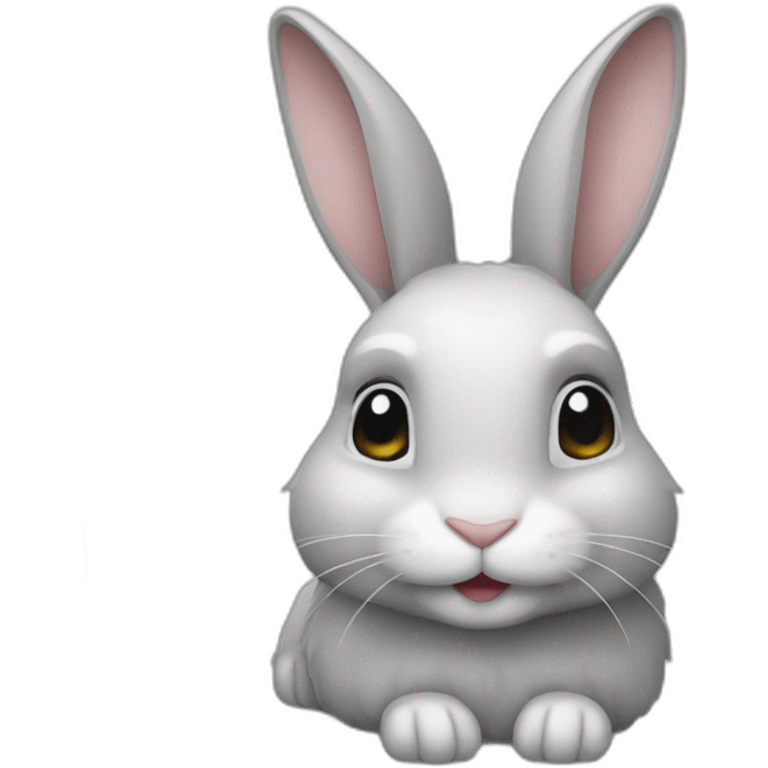 Lapin gris clair et blanc emoji