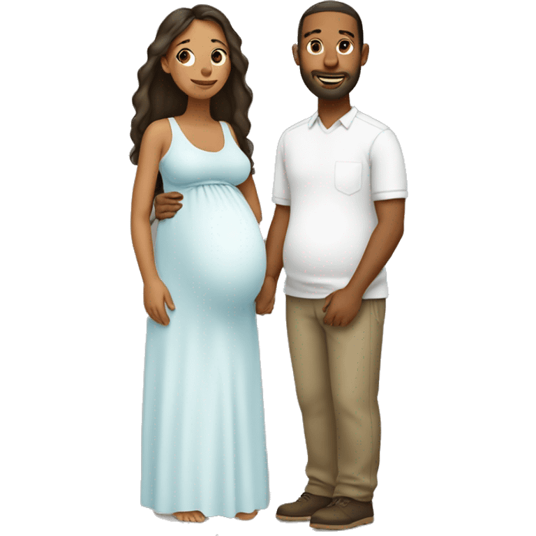 A pregnant woman with her husband  emoji