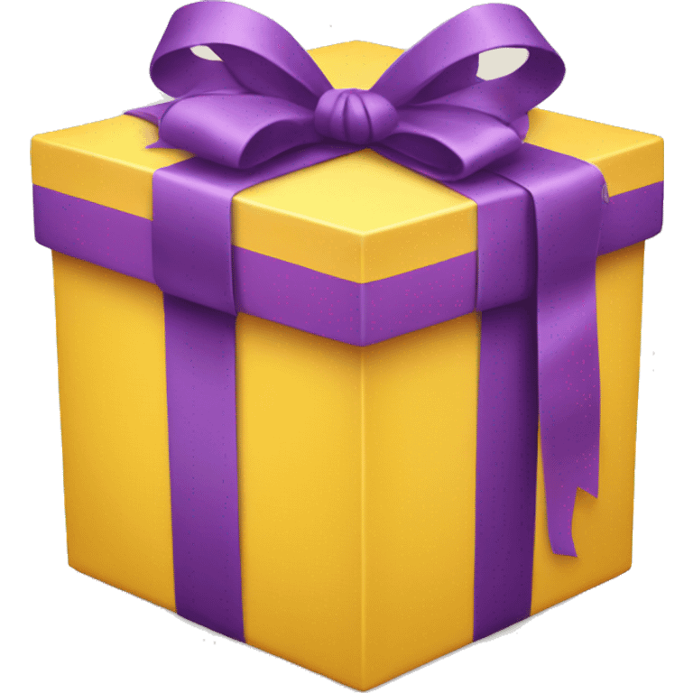 A yellow gift box with a purple ribbon emoji