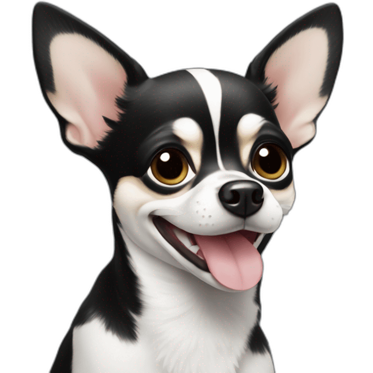 black and white chihuahua smiling emoji