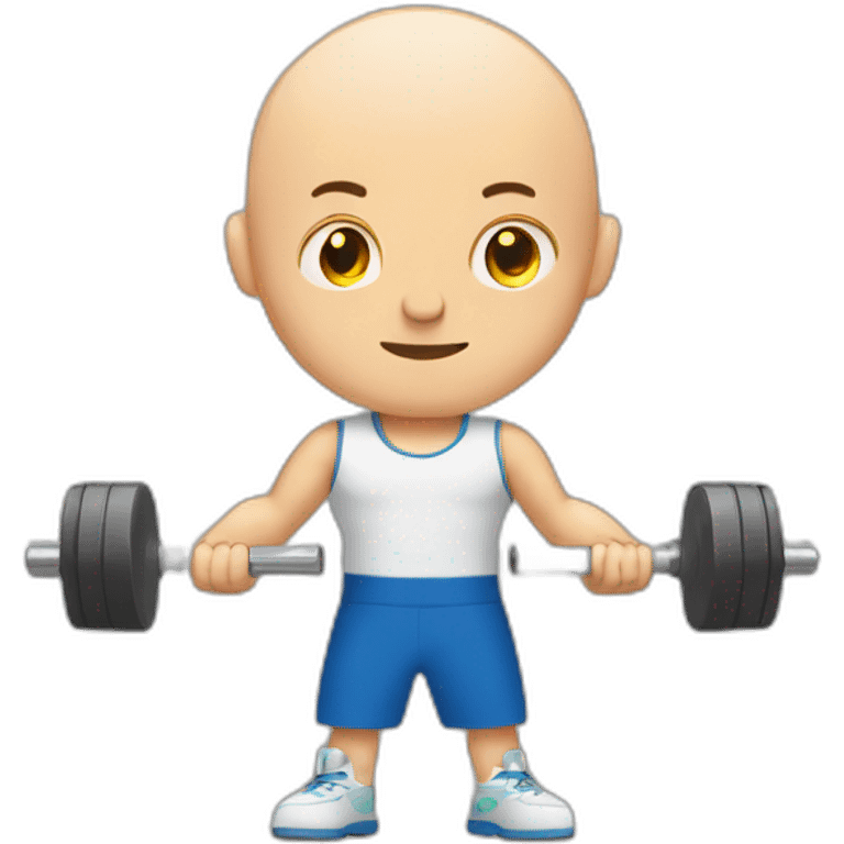 bald man curling dumbells emoji