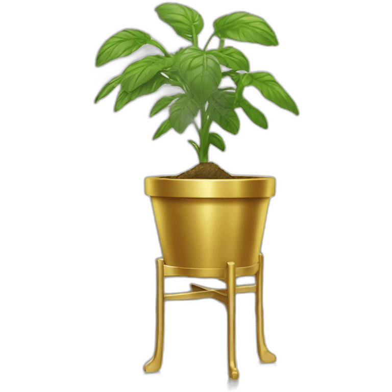 divine plant in a flower pot in golden on a stand with four feet emoji