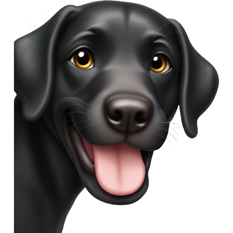 black Labrador Retriever Head smiling and holding thumbs up with its paw emoji