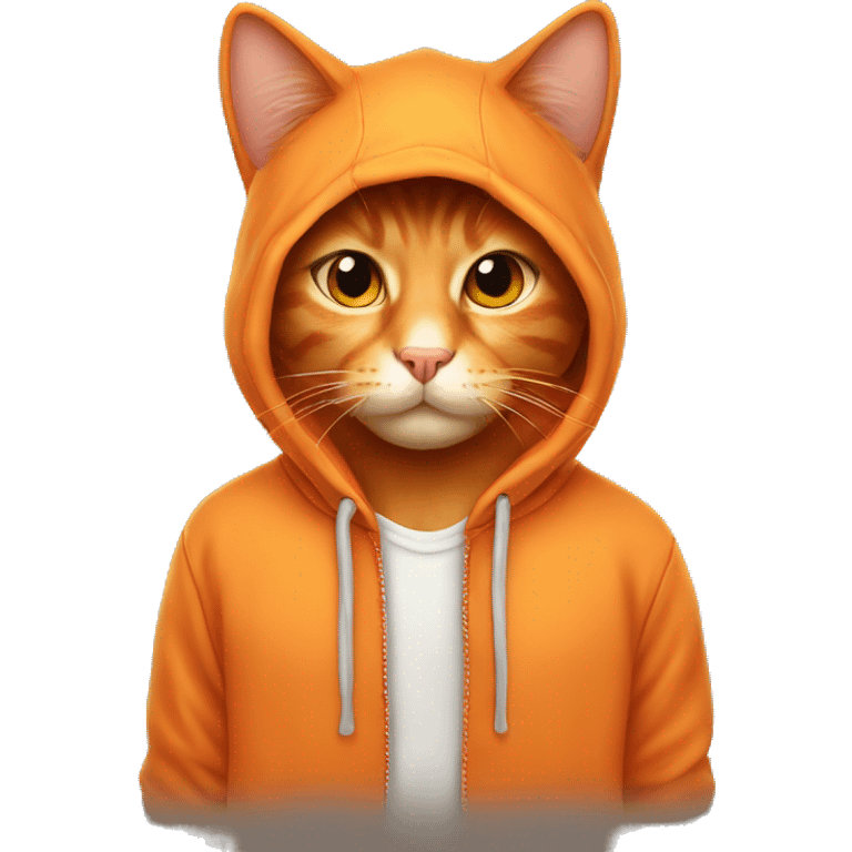 Orange cat wearing a hoodie emoji