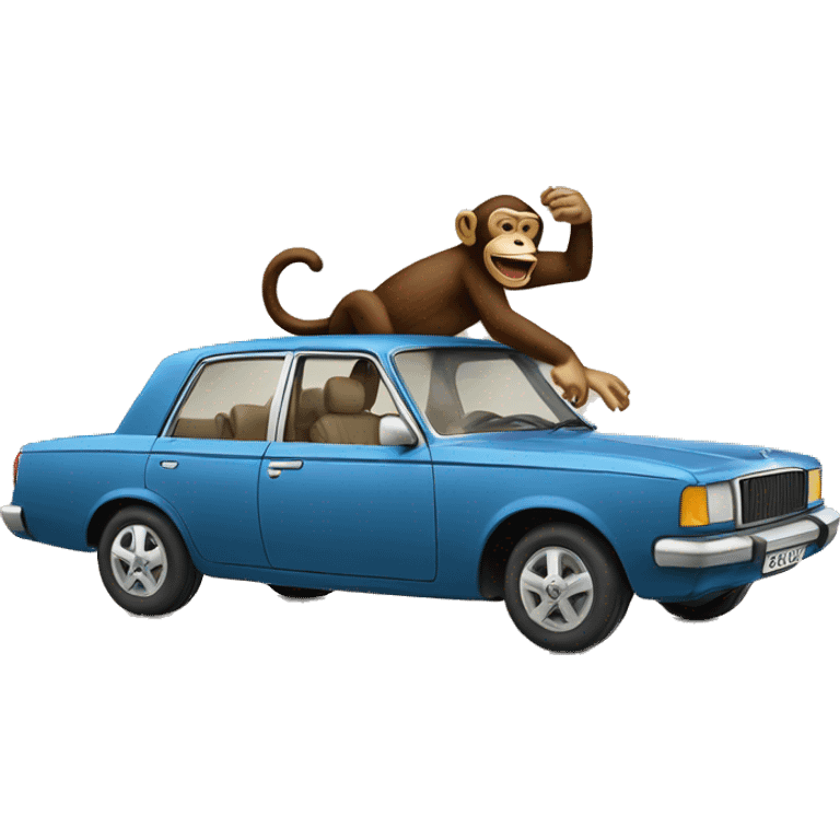 A car riding a monkey emoji