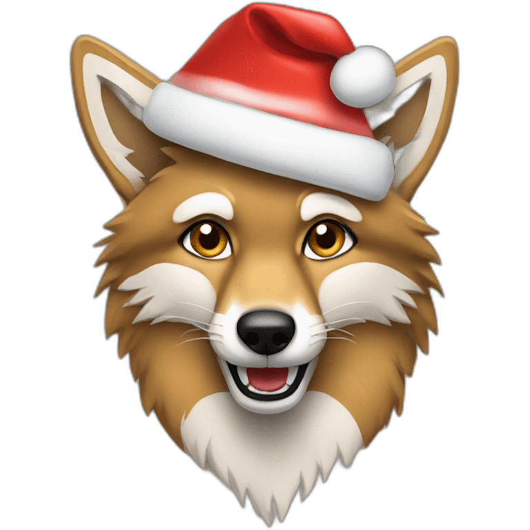 Coyote wearing a Santa Christmas hat emoji