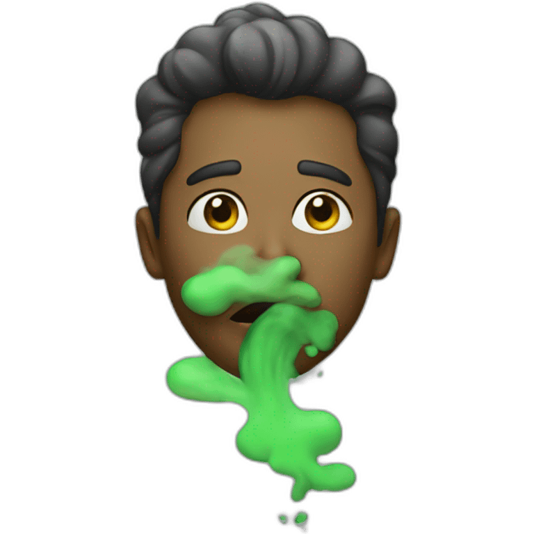 person with green smoke coming out of his mouth emoji