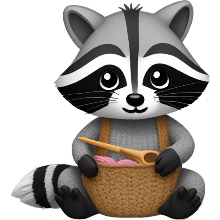 Raccoon crocheting emoji