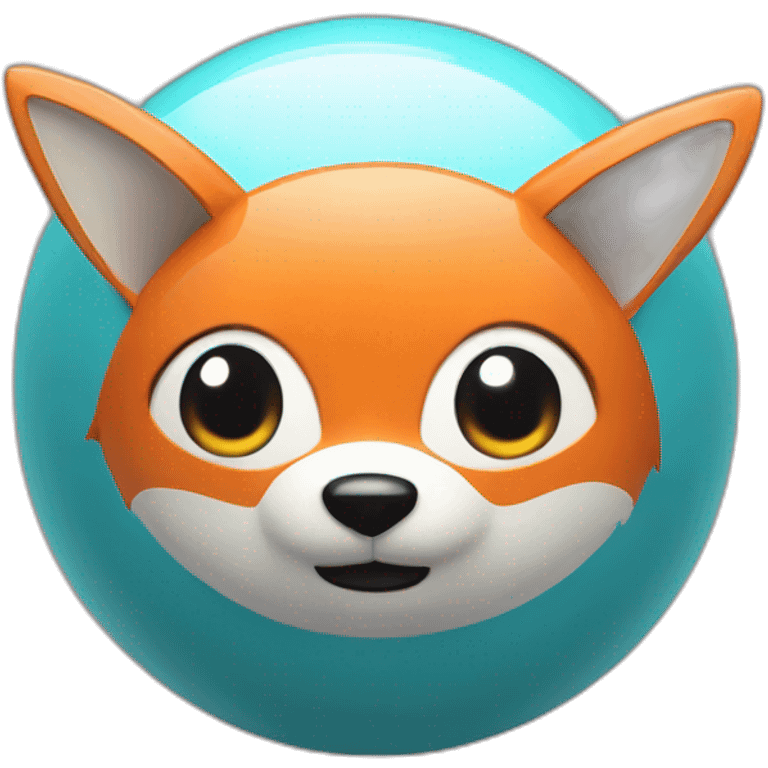 3d sphere with a cartoon fox with big eyes emoji