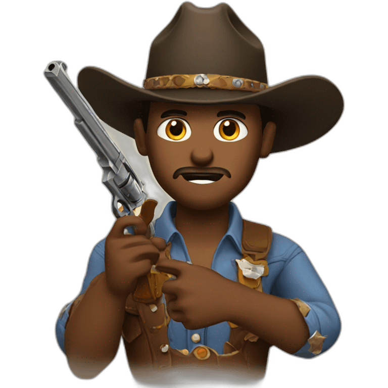 Cowboy eating a gun emoji