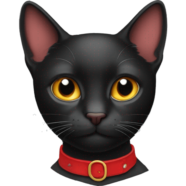 Gato Negro de collar rojo emoji