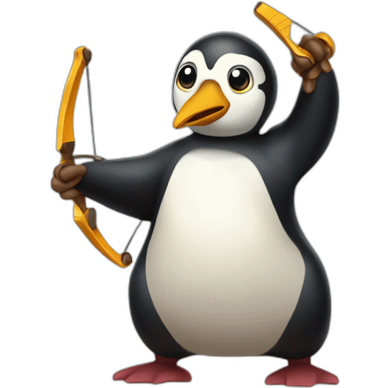 Humanoid penguing with slingshot emoji