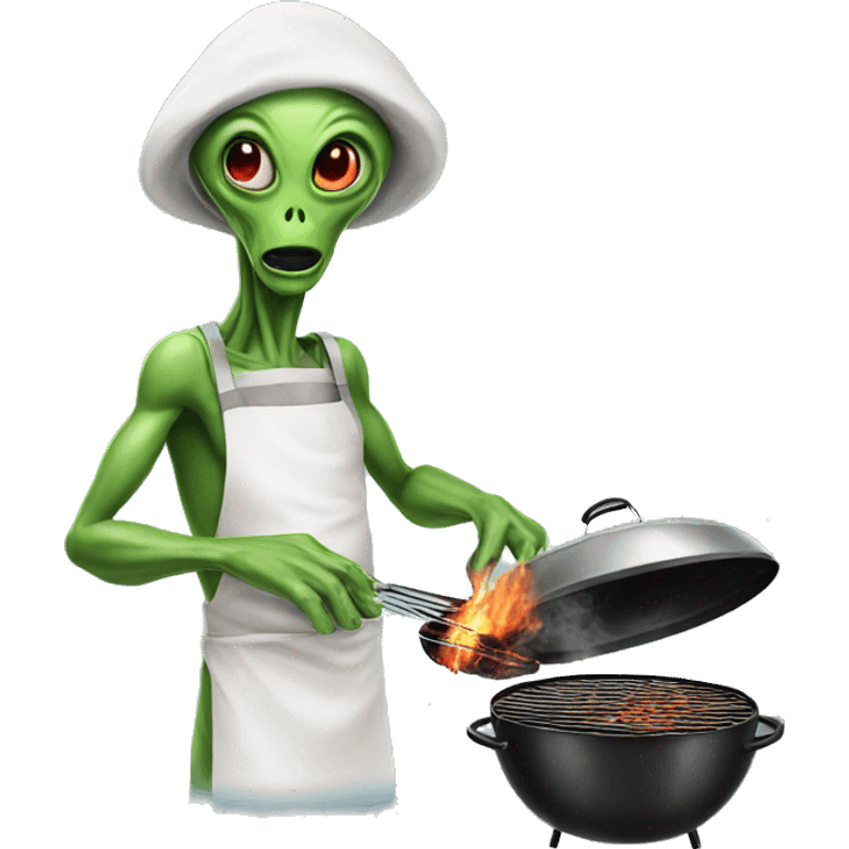 Alien cooking bbq emoji