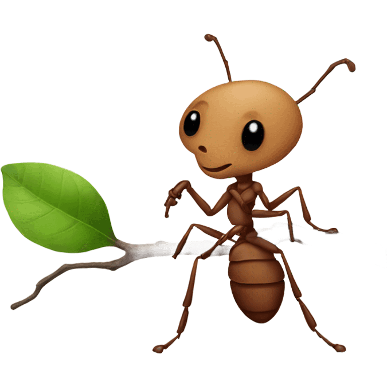 an ant holds a branch in its paws emoji