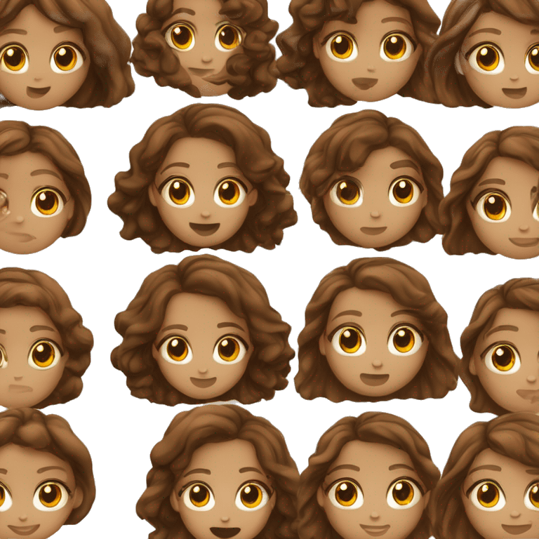 menina de olhos castanho cabelo comprido e castanho cor e pele bege emoji