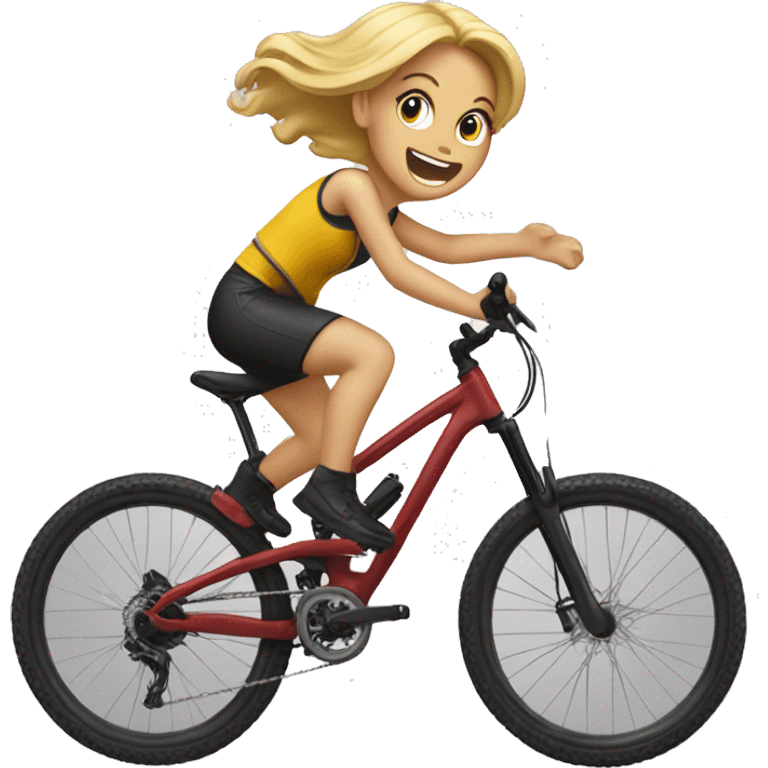 Blonde Female Mountian bike jumping  emoji