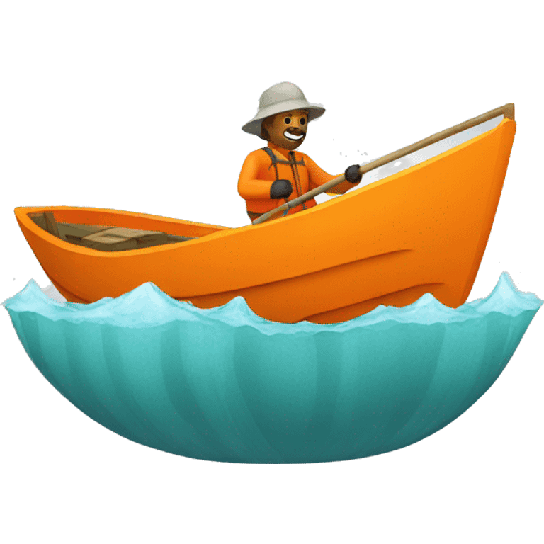 orange boat with fisherman emoji