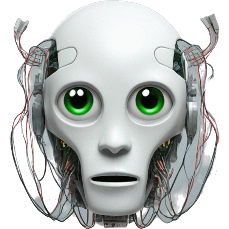 Alien robot head with wires and circuits emoji