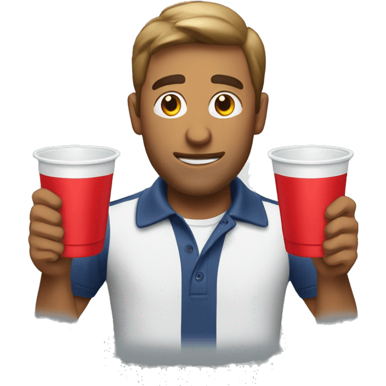 guy with 2 solo cups wearing a polo emoji