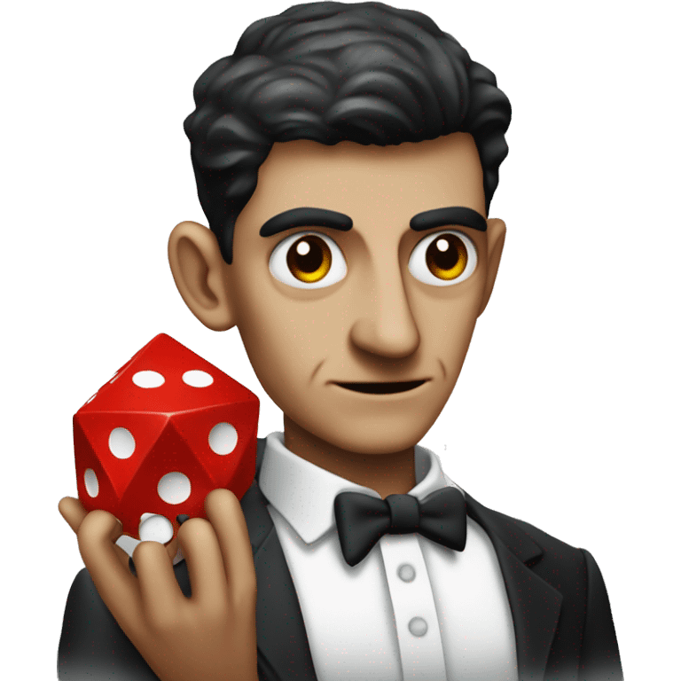 Kafka holds a red dice in his hands emoji