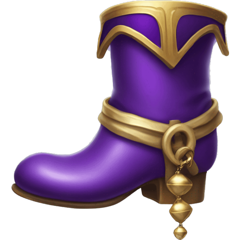 Realistic isolated royal purple elf boots with bells. emoji