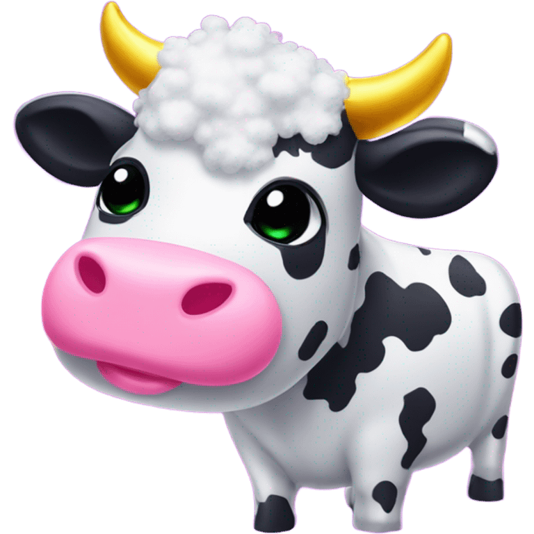 Lisa frank glitter fluffy cow emoji