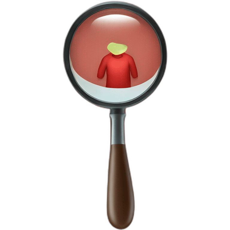 magnifying glass hovering over red shirt emoji