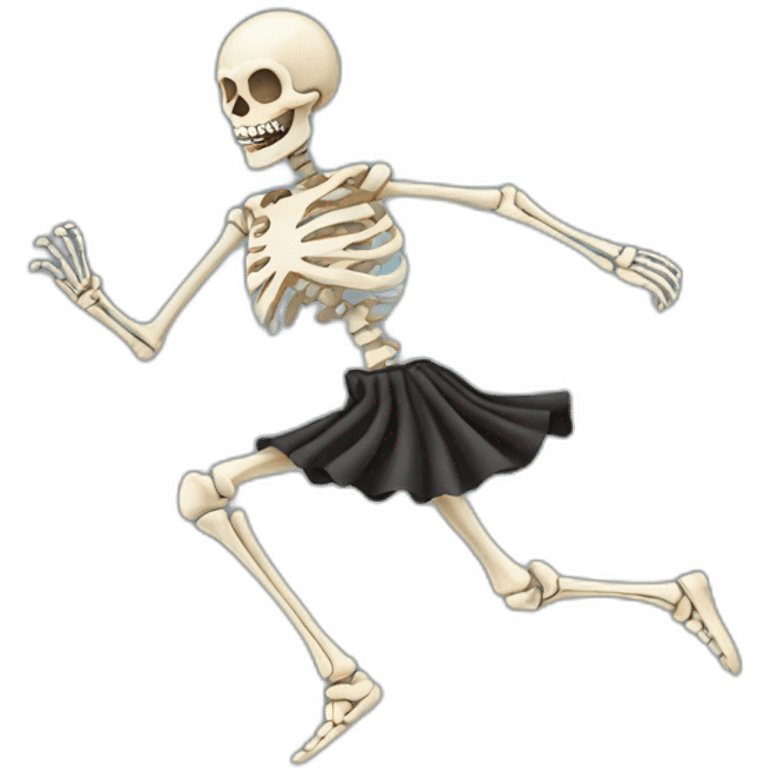 running skeleton with a skirt on emoji