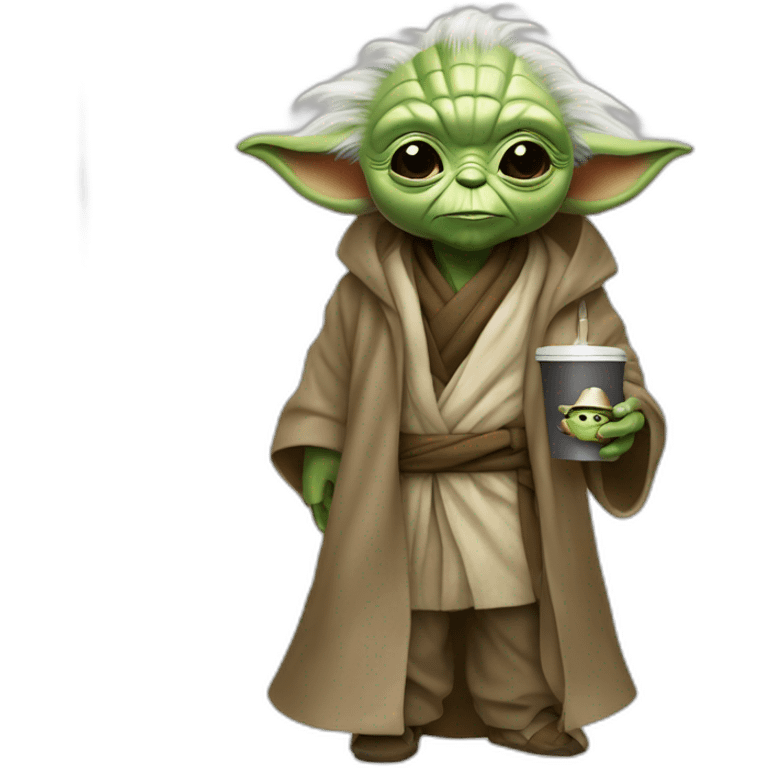 Fashionista Yoda with a mokachino emoji