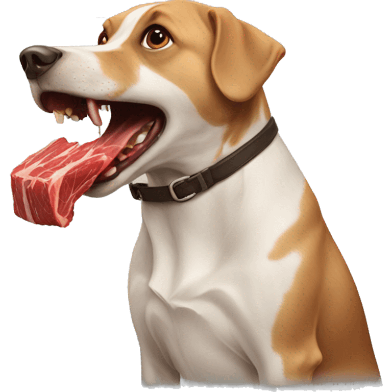 A dog eating meat  emoji