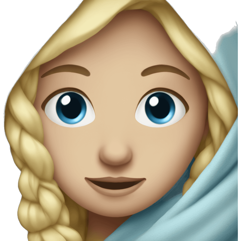 Blonde blue eye girl wrapped in blanket emoji