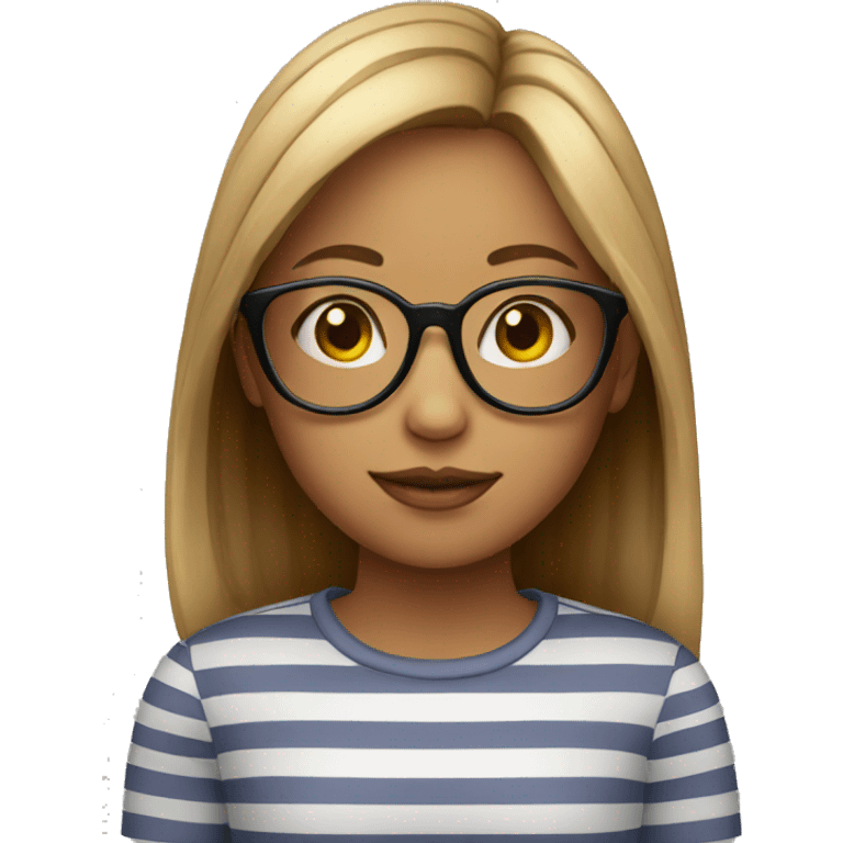 girl in striped shirt and glasses emoji